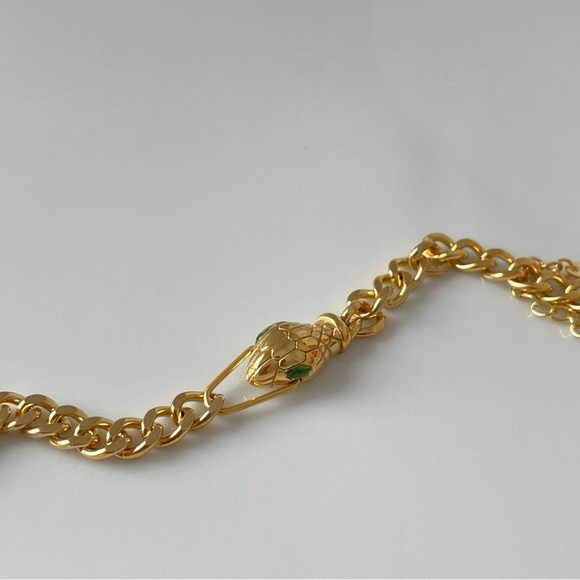 18K Gold Plated Chain Bracelet with Snake Clasp - Picture 3 of 8